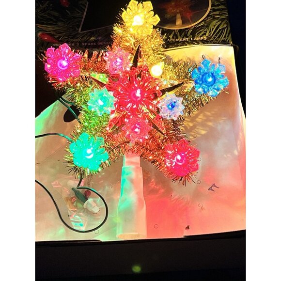 Vtg New Old Stock YULE GLO 11 Light Tree Top Star Perfect Condition Extra Bulb - Picture 3 of 13